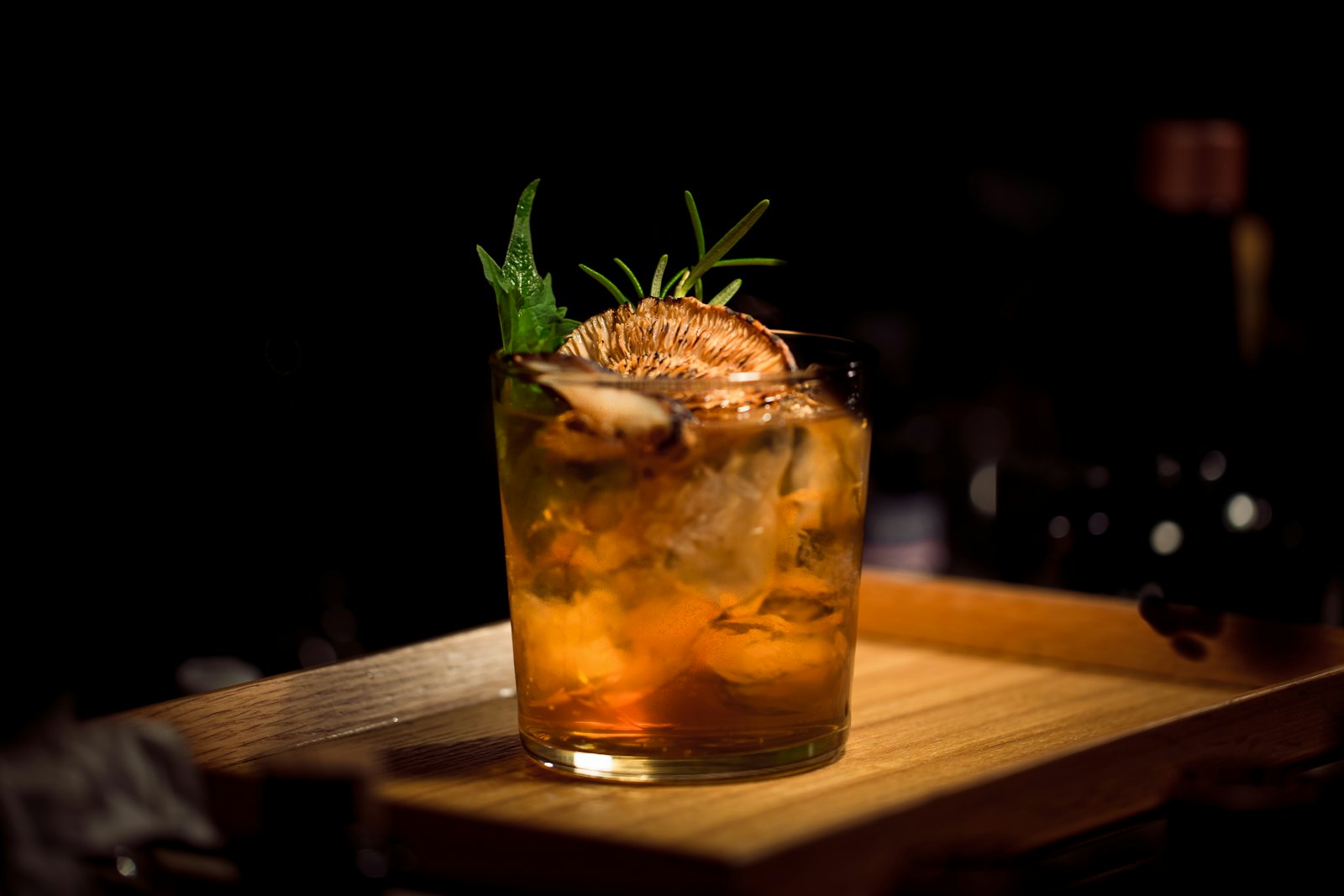 Close-up of a bright citrus cocktail