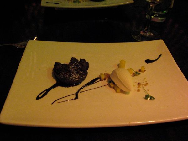 Dark chocolate pudding dessert