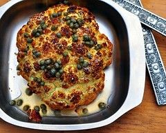 Whole roasted cauliflower with lemon